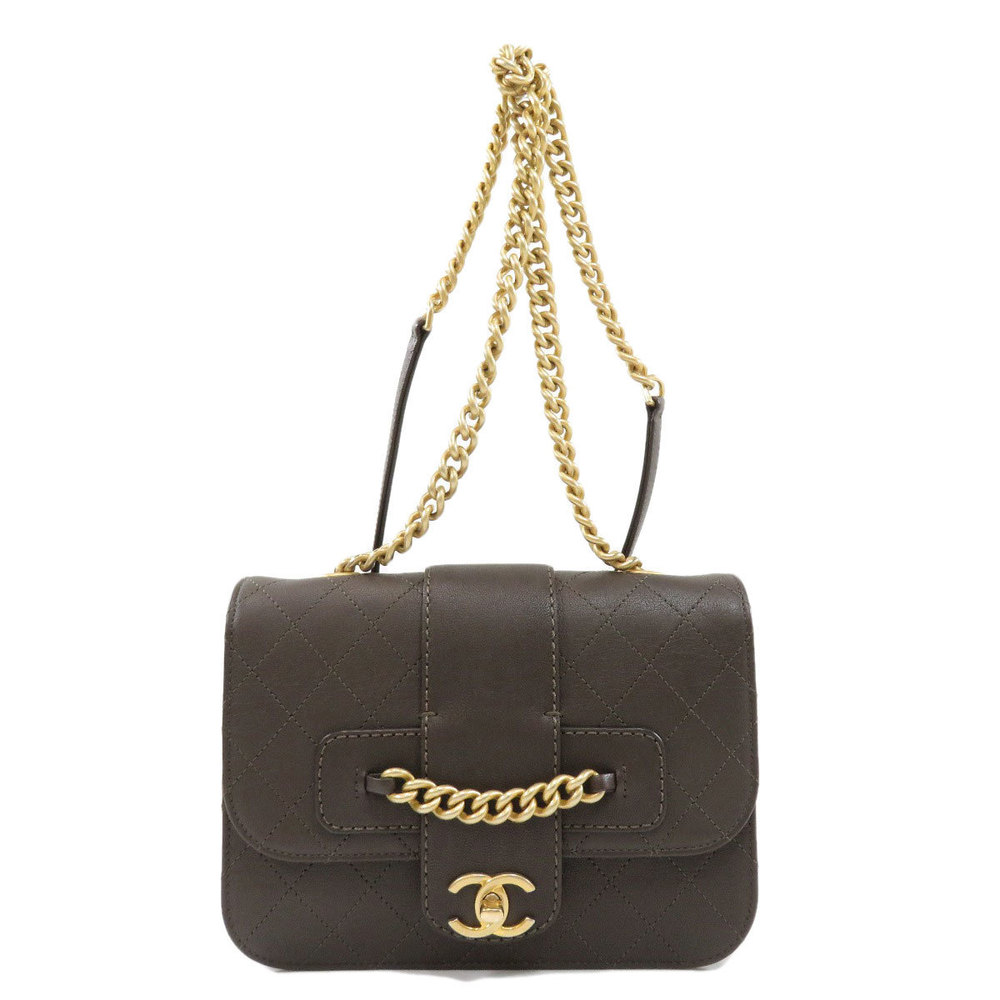 Chanel Chain Shoulder Bag Coco Mark Gold Hardware Leather
